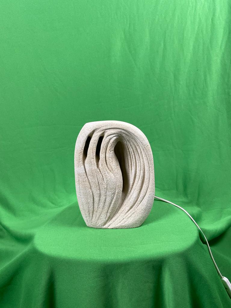 Lampe Veilleuse Vintage par Albert Tormos – Sculpture en Pierre des Années 70