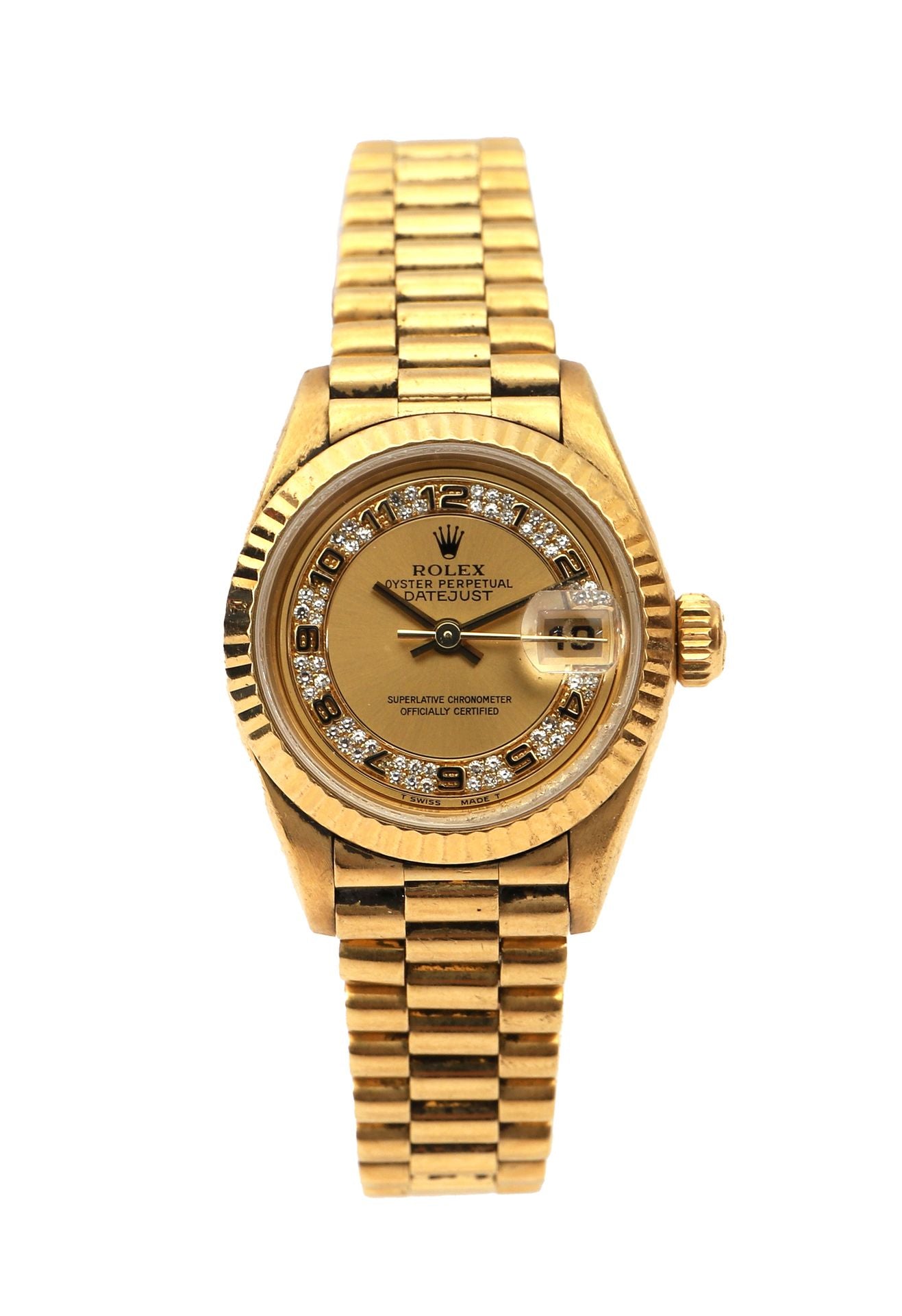 Rolex Lady Datejust en Or Jaune 18K avec Cadran Diamant Myriad - Ref 69178